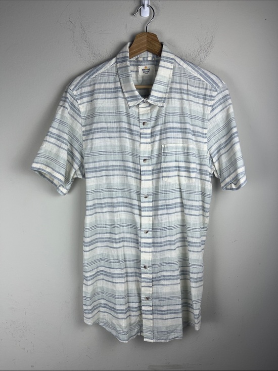 Marine Layer Other - Marine Layer Men's M/L White Light Blue Striped Short Sleeve Cotton Shirt